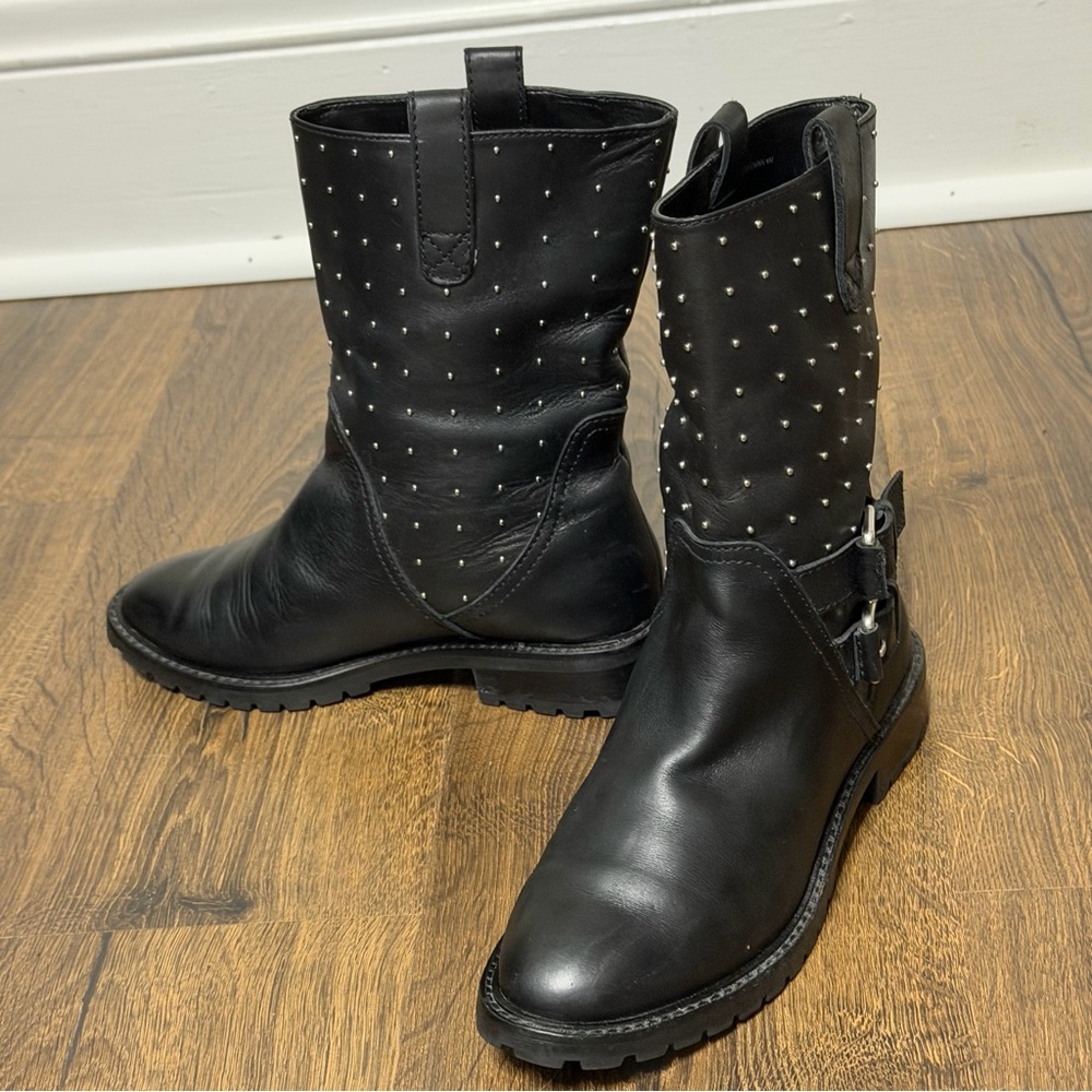 Banana Republic leather Black Studded Women's Boots s/6 - Picture 7 of 7